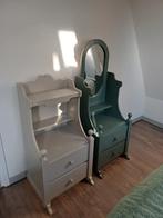 Nachtkastje hout groen spiegel en grijs zonder spiegel., Ophalen, Minder dan 50 cm, 100 tot 150 cm, Landelijk