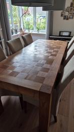 Teak eettafel met 6 stoelen, Antiek en Kunst, Ophalen
