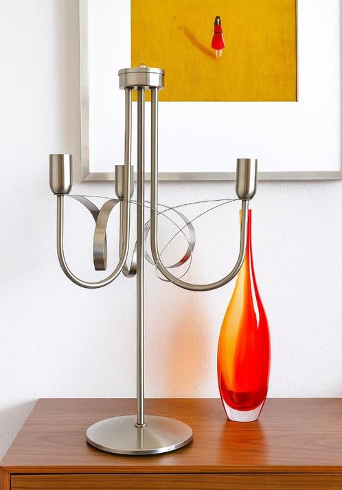 Habufa Serpentine Tafellamp – Mid-Century Modern - RVS, Huis en Inrichting, Lampen | Tafellampen, Gebruikt, Minder dan 50 cm, Metaal