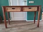 Houten sidetable met rieten manden, Huis en Inrichting, Tafels | Sidetables, Ophalen, 100 tot 150 cm, Zo goed als nieuw, 25 tot 50 cm