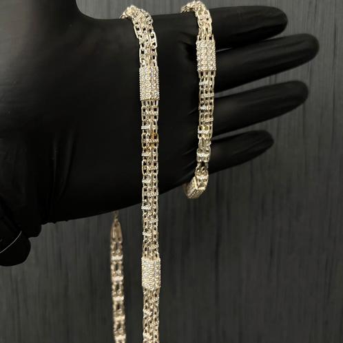 Zilveren magnum ketting met armband massief, Sieraden, Tassen en Uiterlijk, Kettingen, Nieuw, Goud, Ophalen of Verzenden