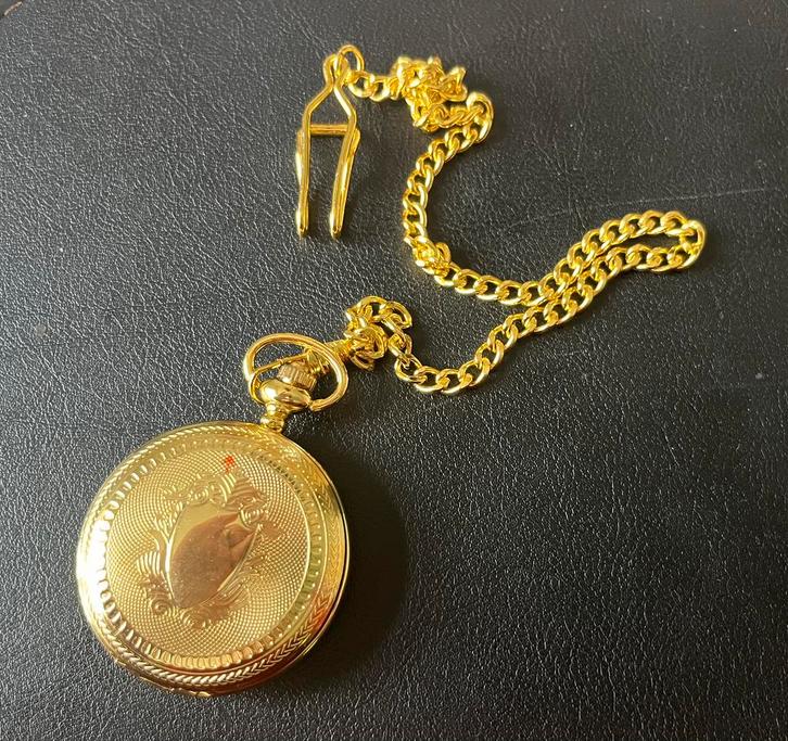 Nieuw verguld quarts zakhorloge, Sieraden, Tassen en Uiterlijk, Horloges | Heren, Nieuw, Zakhorloge, Overige merken, Overige materialen