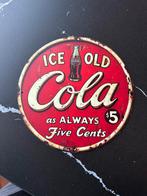 Rond vintage bord van Cola 20x20, Verzamelen, Merken en Reclamevoorwerpen, Ophalen of Verzenden, Reclamebord