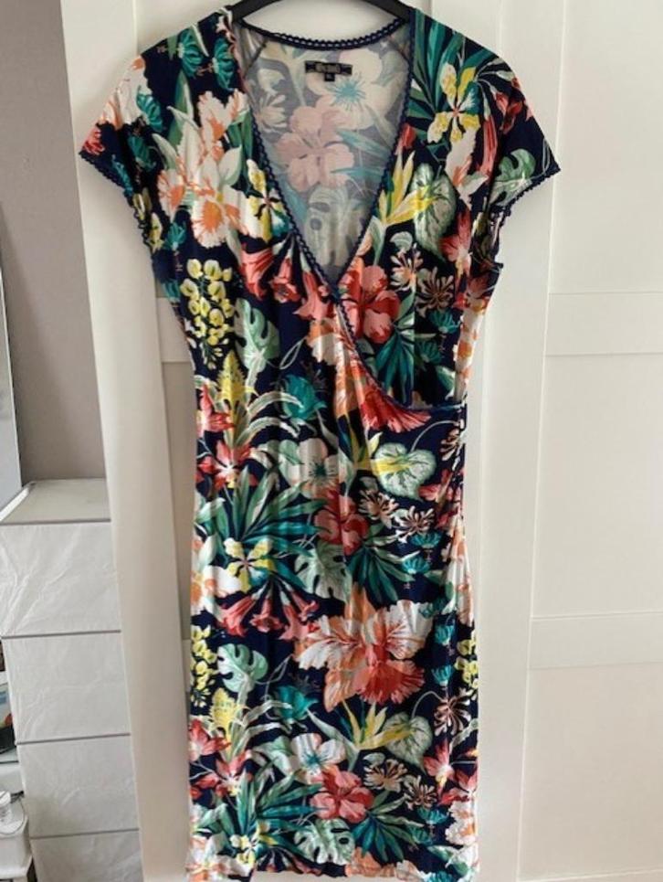King Louie jurk, XL, cossdress, donkerblauw gebloemd, Kleding | Dames, Jurken, Zo goed als nieuw, Maat 42/44 (L), Blauw, Knielengte