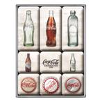 Coca Cola flessen timeline reclame magneet set magneetjes, Reclamebord, Info@deconoord.nl, Deco Noord, Nieuw
