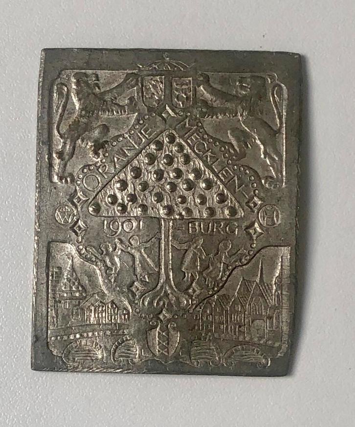 Legpenning Oranje/Mecklenburg 1901, Postzegels en Munten, Penningen en Medailles, Overige materialen, Nederland, Ophalen of Verzenden