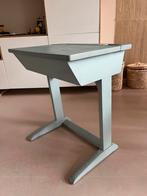 Vintage schoolbankje lichtblauwgrijs, Ophalen, Gebruikt, Tafel(s)