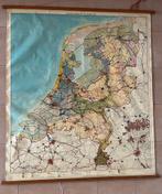 Vintage schoolplaat Nederland, Landkaart, Wandkaart, Ophalen of Verzenden, Aardrijkskunde