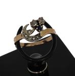 Saffier diamanten 14k gouden antieke dames ring solitair