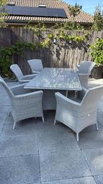 Bellagio Tuinset met 6 Stoelen en Glazen Tafel, Tuin en Terras, Tuinsets en Loungesets, Ophalen, Gebruikt, Eettafel, 6 zitplaatsen