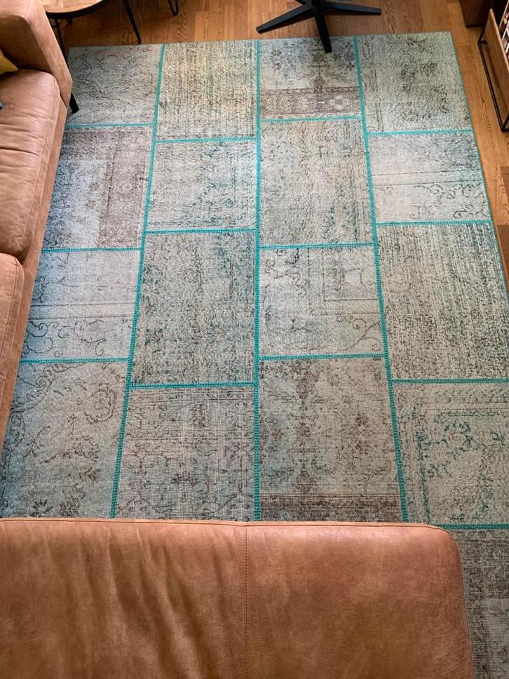 Vintage turquoise kleed, Huis en Inrichting, Stoffering | Tapijten en Kleden, Zo goed als nieuw, Rechthoekig, Ophalen