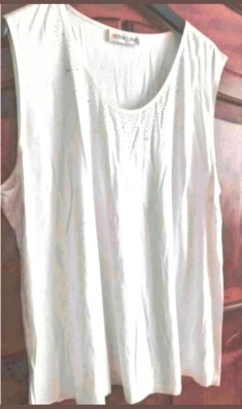 Witte tricot Mona Lisa top met strassteentjes maat 54, Kleding | Dames, Grote Maten, Zo goed als nieuw, Shirt of Top, Wit, Verzenden