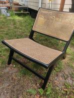 Rotan Lounge Stoel - Zwart Frame, Riet of Rotan, Gebruikt, Zwart, Ophalen of Verzenden