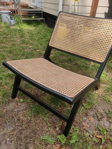 Rotan Lounge Stoel - Zwart Frame beschikbaar voor biedingen