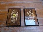 2 houten paneeltjes met intarsia afbeelding, A. Cuomo Co. It