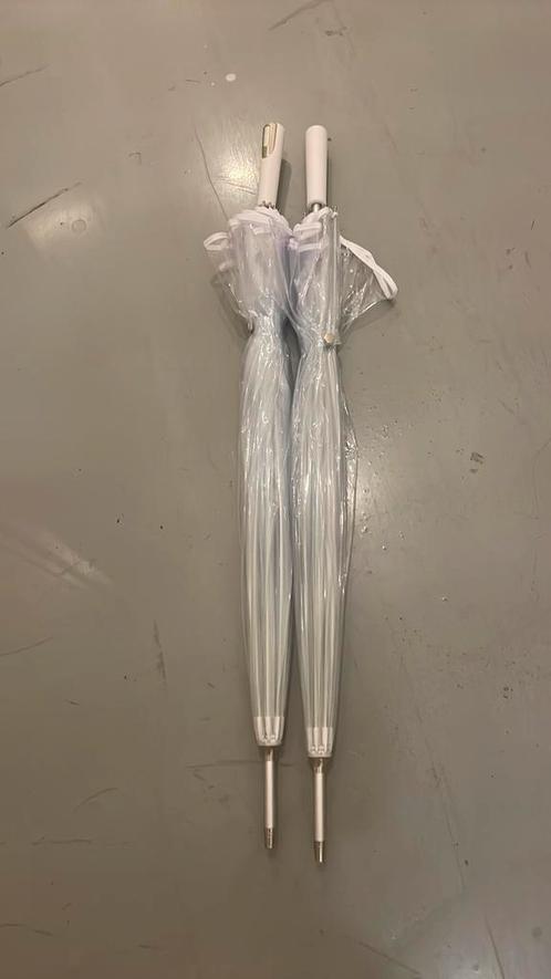 Bruid en bruidegom paraplu’s, Sieraden, Tassen en Uiterlijk, Paraplu's, Zo goed als nieuw, Transparant, Ophalen of Verzenden