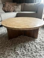 Salontafel marmer blad en mangohouten poot - 80cm, Huis en Inrichting, Tafels | Salontafels, Ophalen, Gebruikt, Rond, Minder dan 50 cm