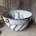 Oude brocante emaille tulband bakvorm grijs gewolkt *Etage3*, Huis en Inrichting, Gebruikt, ., Ophalen of Verzenden, .