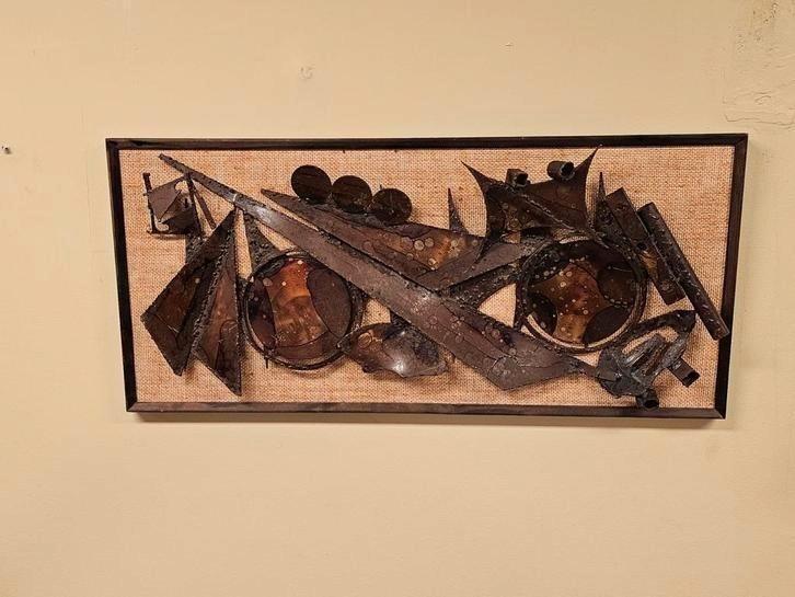 Vintage Brutalist Hendrik Horst Wandpaneel Wandobject, Antiek en Kunst, Kunst | Schilderijen | Abstract, Ophalen of Verzenden