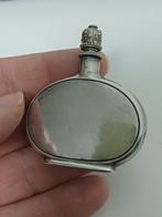 Antiek zilver gekeurd art deco miniatuur parfumflesje, Ophalen of Verzenden