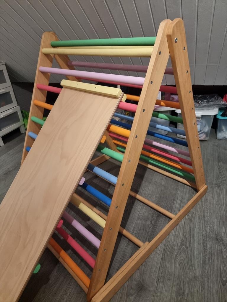 Montessori klimrek met glijbaan, Kinderen en Baby's, Speelgoed | Houten speelgoed, Ophalen, Gebruikt, Overige typen