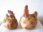 2 aardewerk kippen 13 en 15 cm hoog hanen haan NIEUW, Ophalen, Nieuw, Overige materialen, Dierenbeeld
