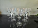 Set van 11 grote vintage wijnglazen, geslepen kristal, Antiek en Kunst, Antiek | Glas en Kristal, Ophalen of Verzenden