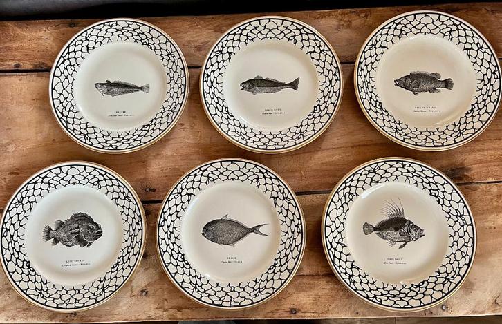 6 Prinknash Bewick's Plates, Engeland, in zeer goede staat, Antiek en Kunst, Antiek | Servies los, Ophalen
