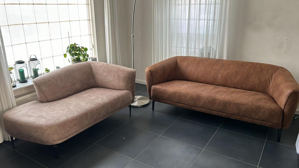 Brooks bankstel: 3-zits en divan in leer en stof, Ophalen, 250 tot 300 cm, 100 tot 125 cm, Hoekbank