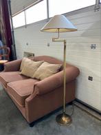 Verstelbare vintage vloerlamp messing met kap Ø50, Huis en Inrichting, Lampen | Vloerlampen, D, Ophalen of Verzenden, Zo goed als nieuw