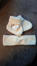 Baby slofjes met haarband handgemaakt nieuw gebreid, Ophalen, Maat 56, Handgemaakt, Nieuw