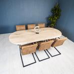 eikentafel 300 x 100 boomstamkanten, keukentafel, eettafel, 100 tot 150 cm, Industrieel modern, Ophalen of Verzenden, Vijf personen of meer
