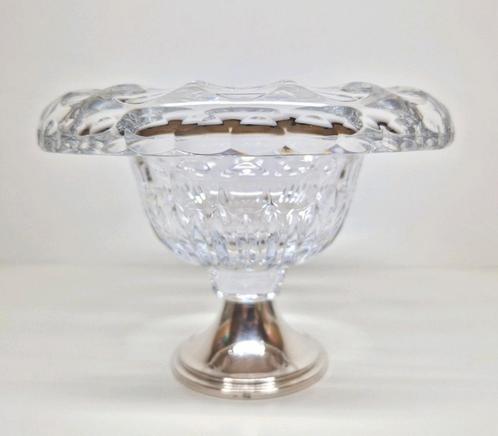 Kristal glazen suikercoupe met zilveren voet C.J. Stok 1960., Antiek en Kunst, Antiek | Glas en Kristal, Ophalen of Verzenden