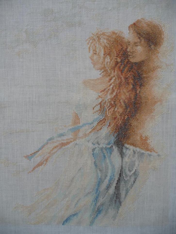 Borduurwerk "Paartje", Hobby en Vrije tijd, Borduren en Borduurmachines, Gebruikt, Onderdeel of Toebehoren, Handborduren, Ophalen of Verzenden