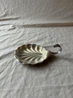 Vintage Franse botervloot verzilverd metaal met glazen inleg, Ophalen, Overige materialen, Overige stijlen, Schaal of Schalen