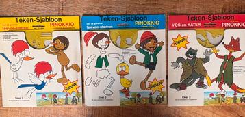Vintage set teken-sjablonen Pinokkio (1977) beschikbaar voor biedingen