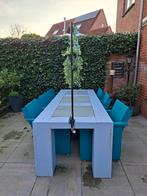 Houten Tuintafel + 6 Kuipstoelen - Bieden!, Ophalen, Gebruikt, 6 zitplaatsen, Tuinset