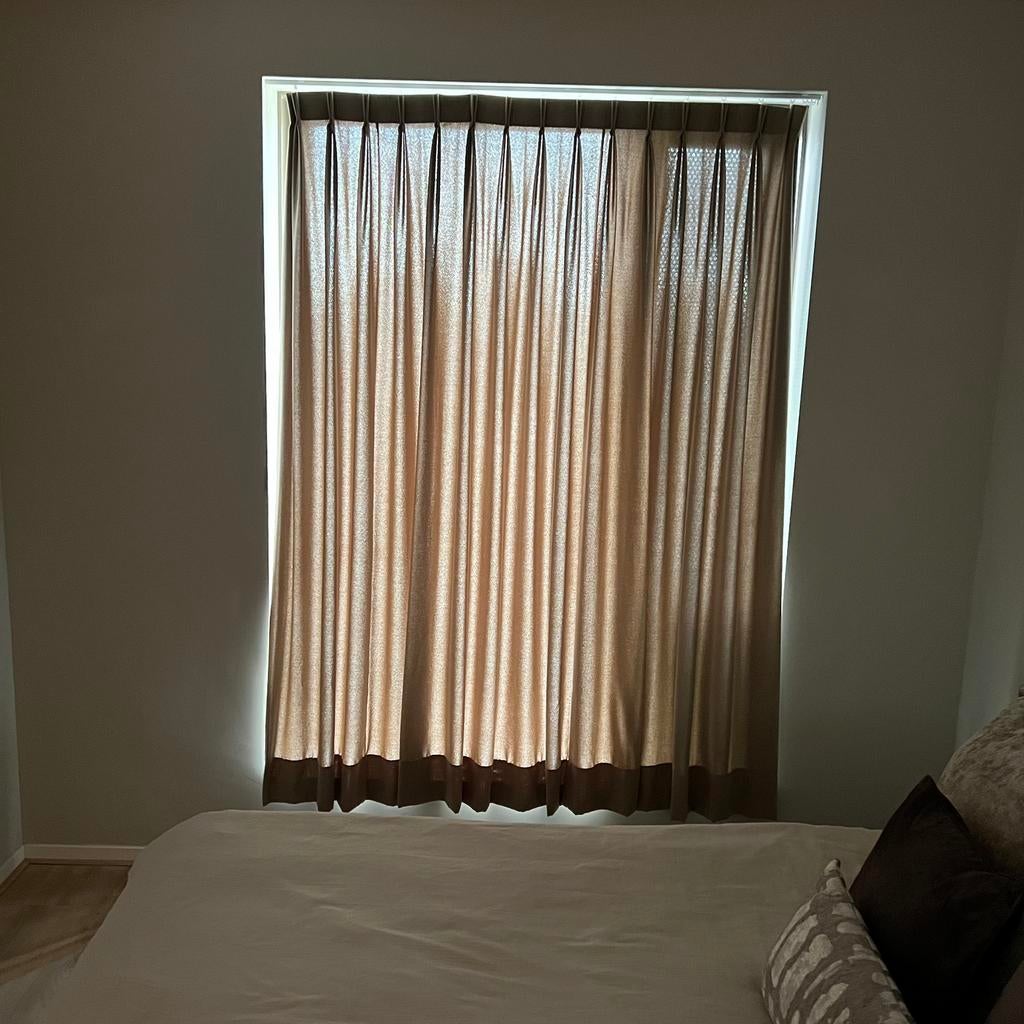 Gordijnen - Zandkleurig - 160x212cm, Ophalen, Japandi, 200 cm of meer, Beige