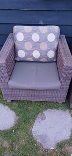 Loungeset 4 stoelen met kussens en salontafel, Ophalen, Gebruikt, Wicker