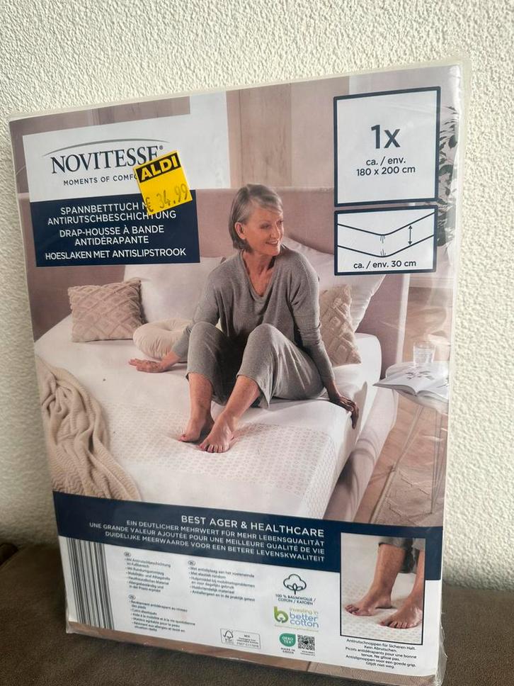 Nieuw: hoeslaken met antislipstrook, Huis en Inrichting, Slaapkamer | Beddengoed, Nieuw, Hoeslaken of Sloop, Tweepersoons, Wit