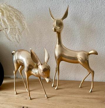 ❗️Mooi herten Koppel Grote vintage 2x XL messing koper bambi beschikbaar voor biedingen