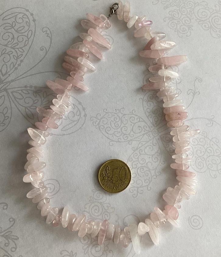 Opvallende ketting edelsteen Rozenkwarts Nieuw, Sieraden, Tassen en Uiterlijk, Kettingen, Nieuw, Steen of Mineraal, Roze, Ophalen of Verzenden