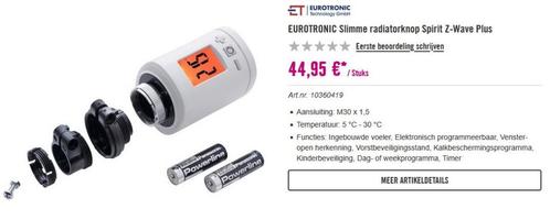 slimme radiatorknop Éurotronic Spirit Z wave, Doe-het-zelf en Verbouw, Thermostaten, Zo goed als nieuw, Ophalen of Verzenden