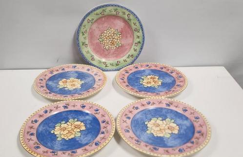 5 ontbijtborden Watercolors by Sango, Antiek en Kunst, Antiek | Servies los, Ophalen of Verzenden