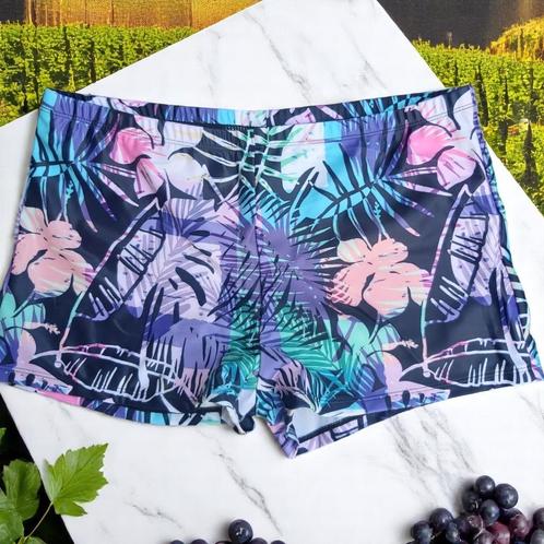 Dames zwemshort blad patroon blauw roze wit XXL, Kleding | Dames, Grote Maten, Nieuw, Lingerie of Zwemkleding, Blauw, Verzenden