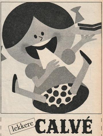 Retro reclame 1961 Calvé pindakaas voor smullers beschikbaar voor biedingen