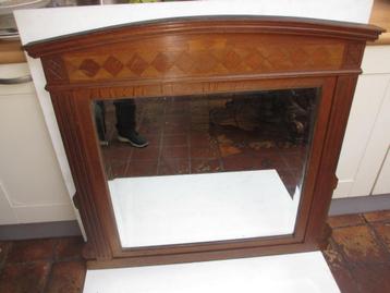 antieke massief eiken spiegel met ingelegd hout. beschikbaar voor biedingen