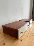 2 x vintage zwevende nachtkastjes teakhout met witte lades, Ophalen, Gebruikt, Minder dan 45 cm, Minder dan 55 cm
