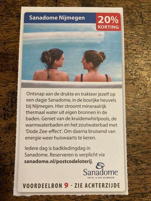 Kortingsbon sauna - Sanadome Nijmegen, Tickets en Kaartjes, Kortingen en Cadeaubonnen, Drie personen of meer, Spa of Sauna, Kortingsbon