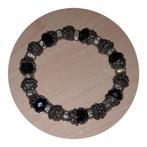 BROCANTE ARMBAND met BLAUWE STENEN STRASS en BEDELS, Overige materialen, Gebruikt, Ophalen of Verzenden, Met strass